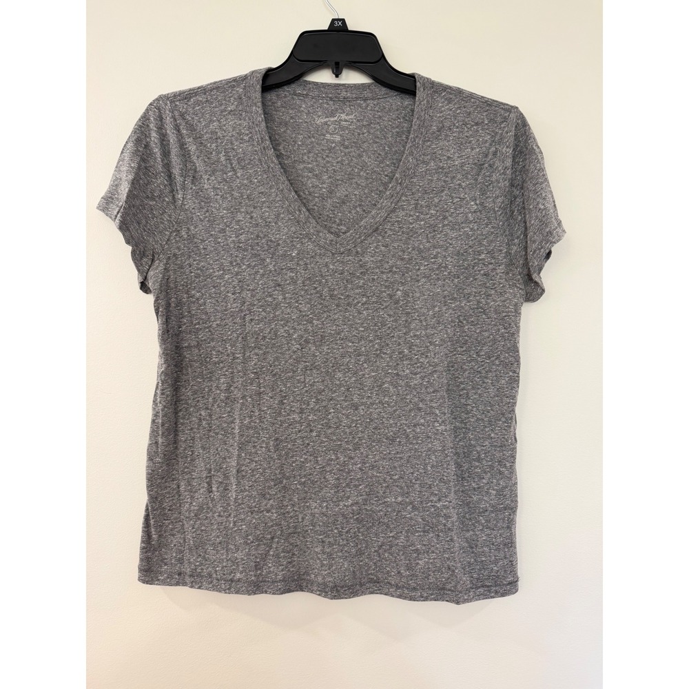Universal Thread Womens V-Neck Short Sleeve Heathered Gray T-Shirt Size L